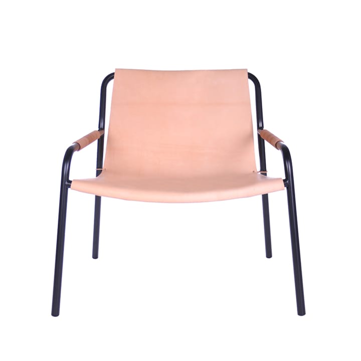 Fotel lounge September - skórzany naturalny, stalowe nogi lakierowane na czarno - OX Denmarq