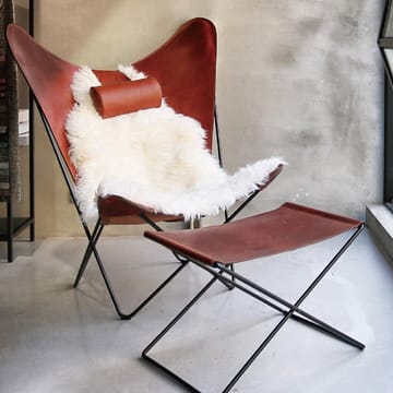 Fotel motylkowy KS Chair - skórzany czarny, nierdzewne nogi - OX Denmarq