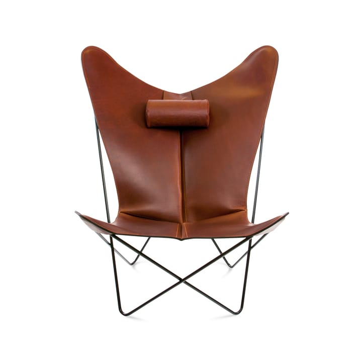 Fotel motylkowy KS Chair - skórzany koniak, czarne nogi - OX Denmarq