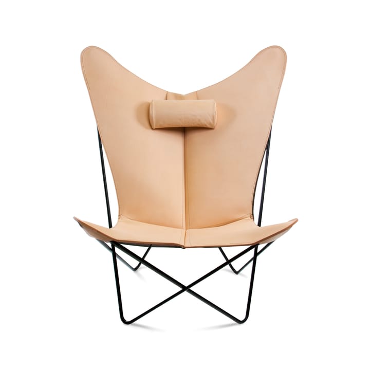 Fotel motylkowy KS Chair - skórzany naturalny, czarne nogi - OX Denmarq