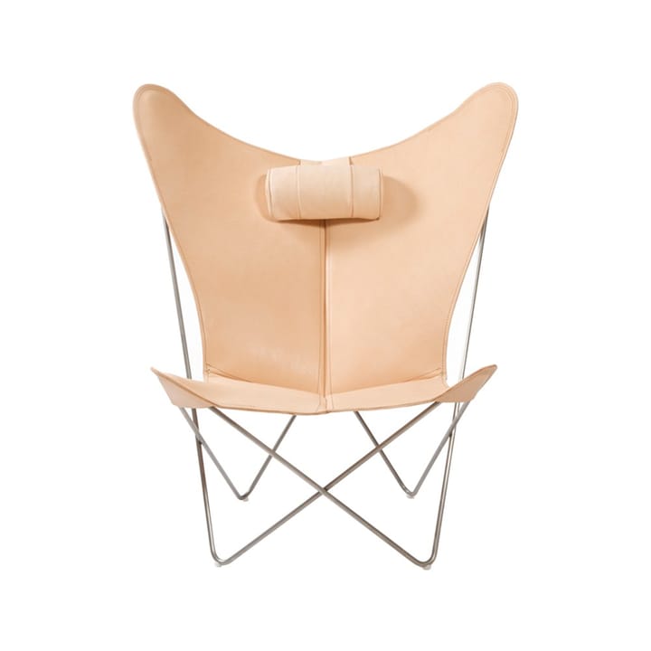 Fotel motylkowy KS Chair - skórzany naturalny, nierdzewne nogi - OX Denmarq