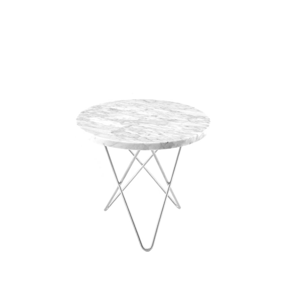 OX Denmarq Stolik kawowy Mini O Table biały marmur, nierdzewne nogi