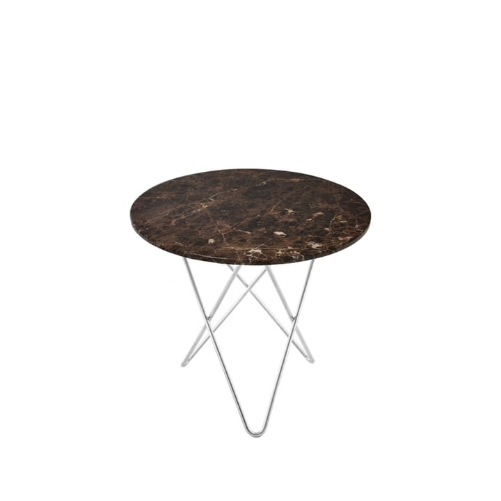 Stolik kawowy Mini O Table - brązowy marmur, nierdzewne nogi - OX Denmarq