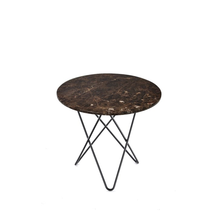 Stolik kawowy Mini O Table - brązowy marmur, nogi lakierowane na czarno - OX Denmarq