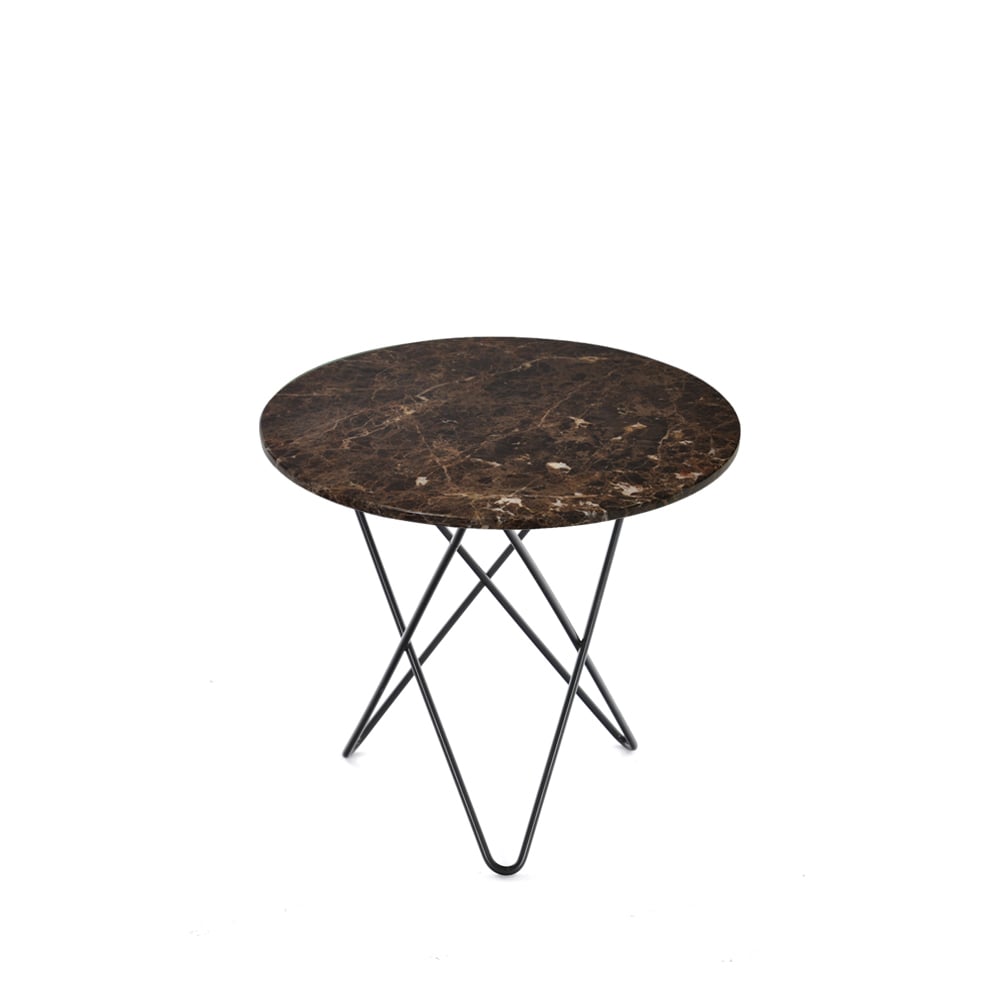 OX Denmarq Stolik kawowy Mini O Table brązowy marmur, nogi lakierowane na czarno