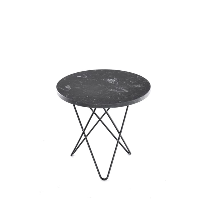 Stolik kawowy Mini O Table - marmur marquina, nogi lakierowane na czarno - OX Denmarq