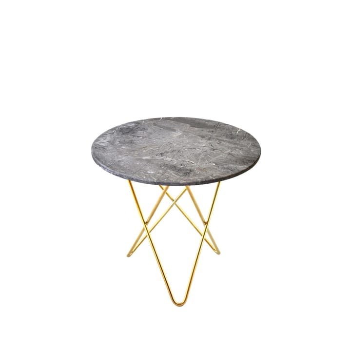 Stolik kawowy Mini O Table - szary marmur, mosiężne nogi - OX Denmarq