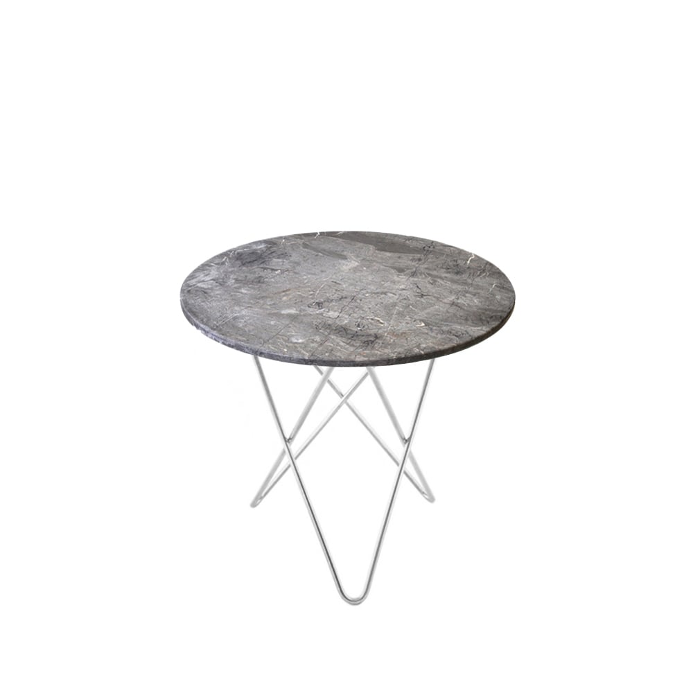 OX Denmarq Stolik kawowy Mini O Table Szary marmur, nierdzewne nogi
