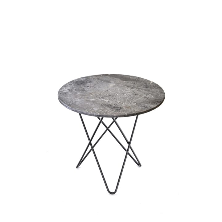 Stolik kawowy Mini O Table - szary marmur, nogi lakierowane na czarno - OX Denmarq