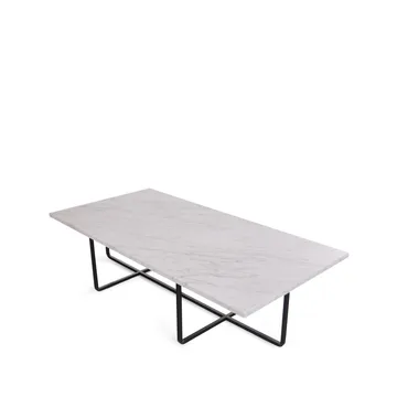 Stolik kawowy prostokątny Ninety - marmur carrara, czarne nogi - OX Denmarq