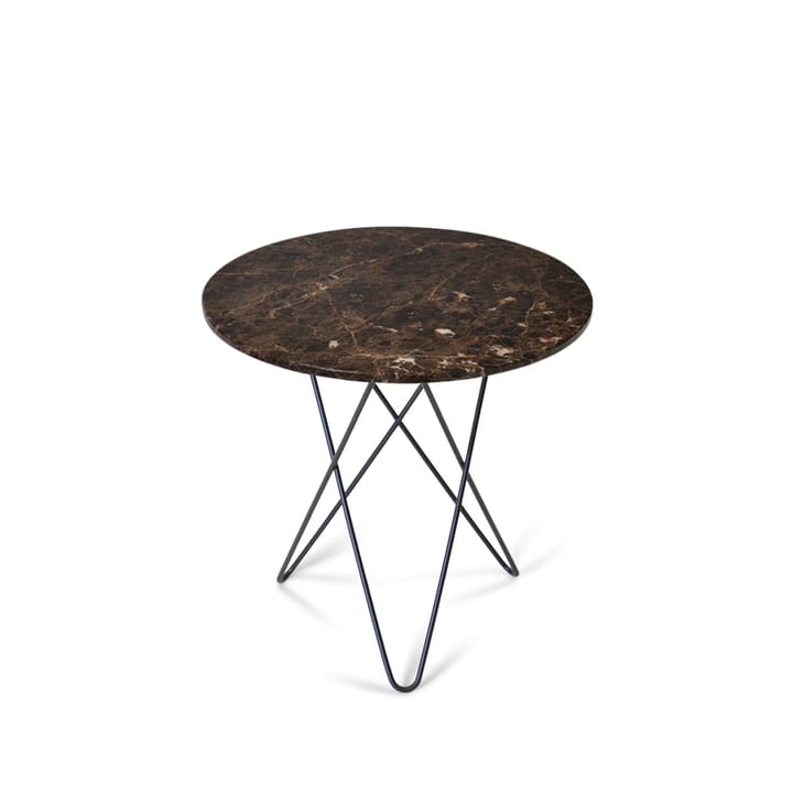 Wysoki stolik kawowy O mini - brązowy marmur, nogi lakierowane na czarno - OX Denmarq