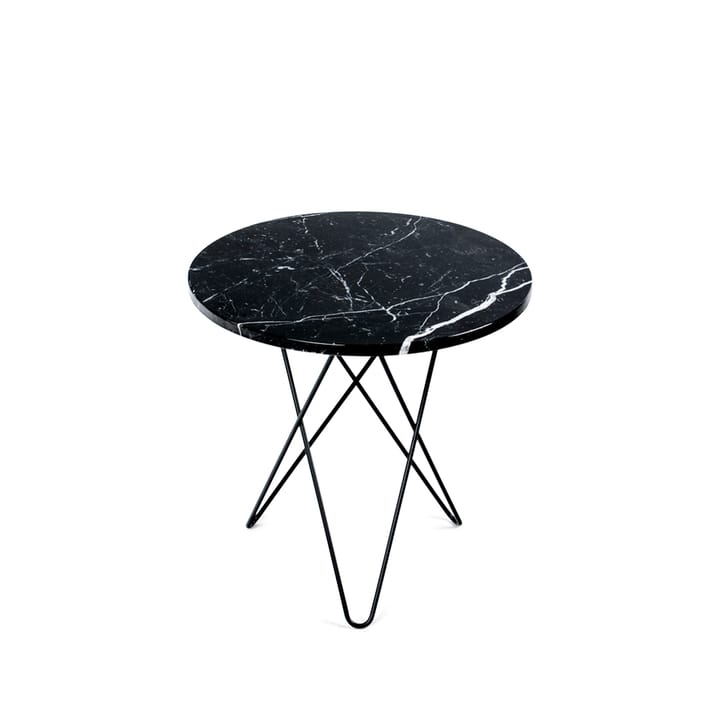 Wysoki stolik kawowy O mini - czarny marmur, nogi lakierowane na czarno - OX Denmarq