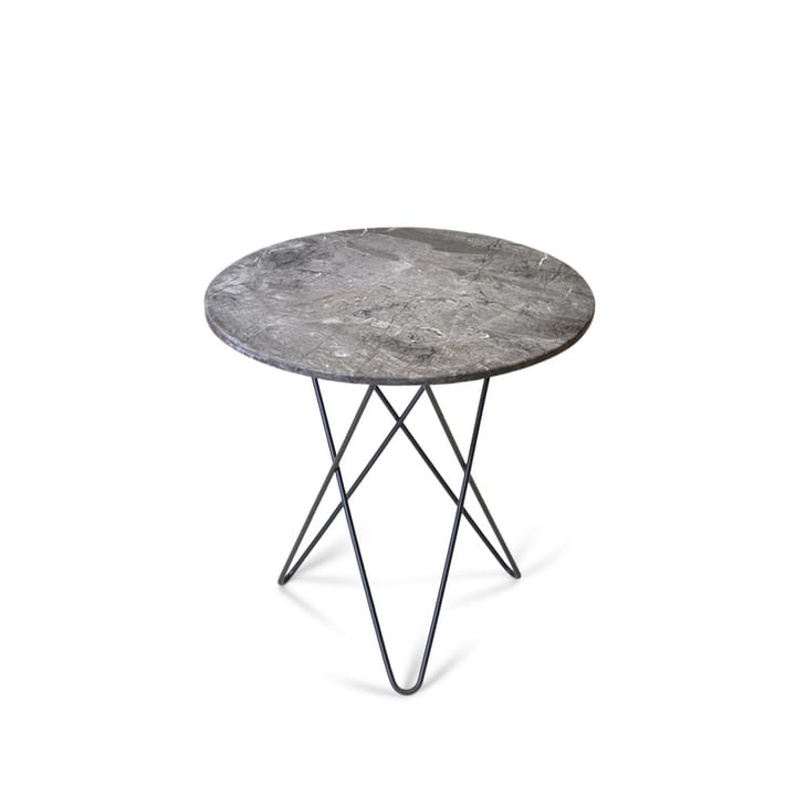 Wysoki stolik kawowy O mini - szary marmur, nogi lakierowane na czarno - OX Denmarq