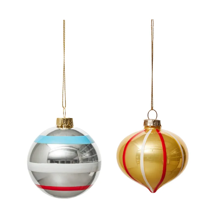 Bombki Vintage Christmas Glass Ball No. 2, 2 szt. - Multi - OYOY