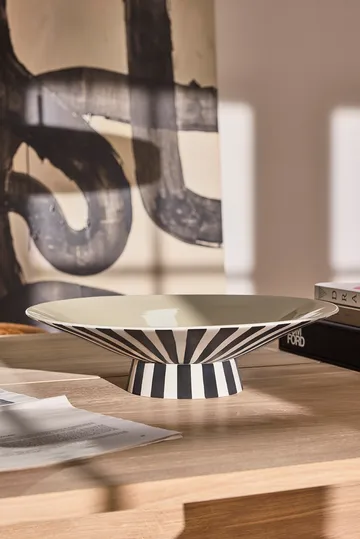 Dekoracja na stół Toppu niska Ø39x10,5 cm - Vanilla-black-white - OYOY