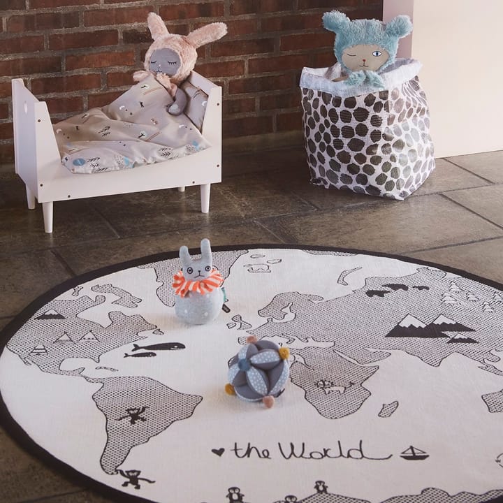 Dywan z mapą świata The World Ø 135 cm, beżowy - szary OYOY