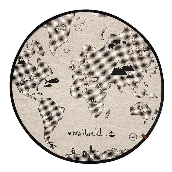 Dywan z mapą świata The World Ø 135 cm - beżowy - szary - OYOY