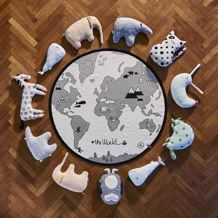 Dywan z mapą świata The World Ø 135 cm - beżowy - szary - OYOY