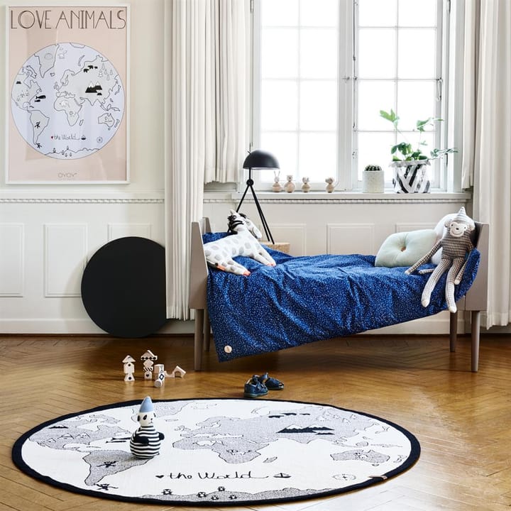 Dywan z mapą świata The World Ø 135 cm, beżowy - szary OYOY
