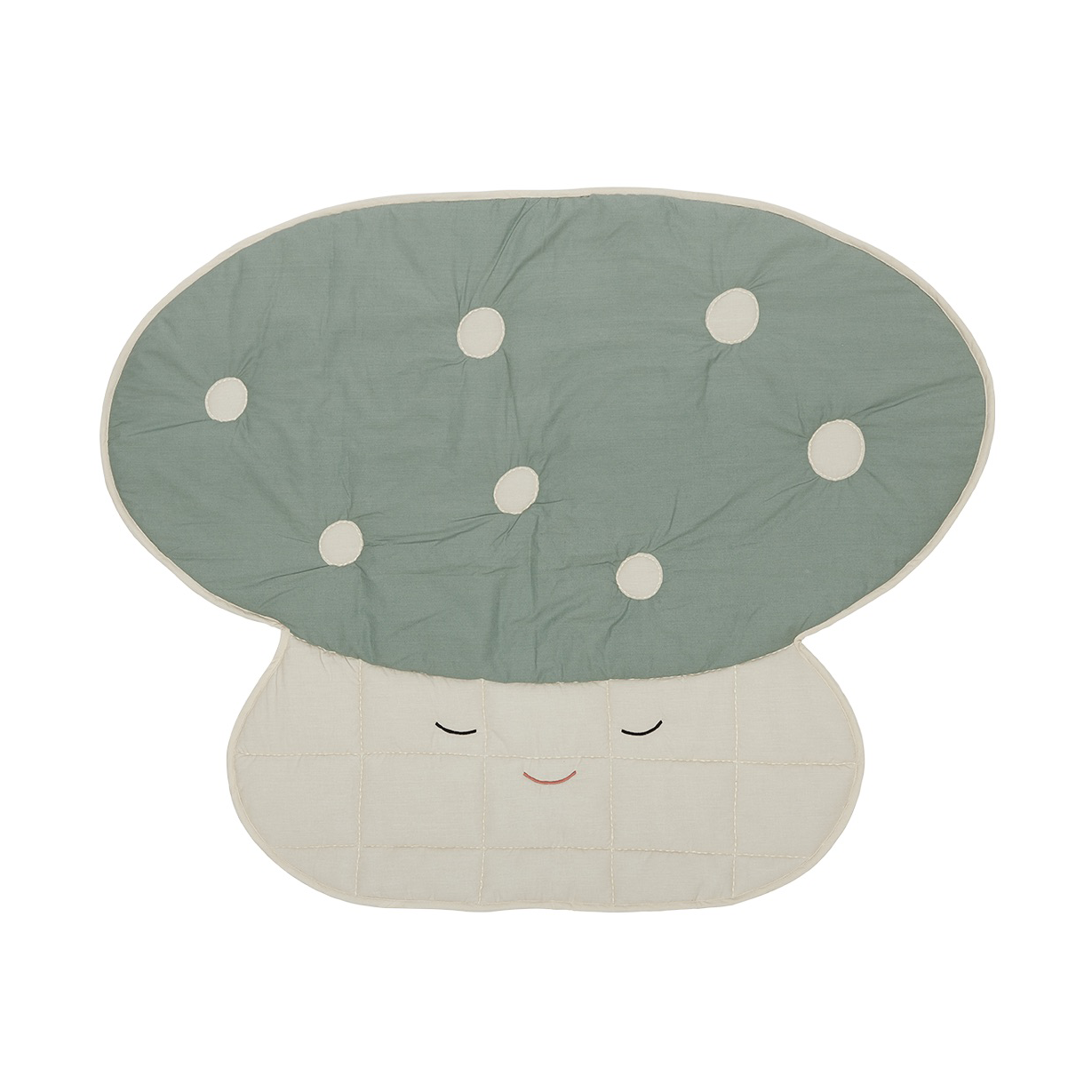 OYOY Koc pikowany Mushroom Offwhite-Pale blue | Skandynawski Design | Bawełniane koce i pledy | Biały