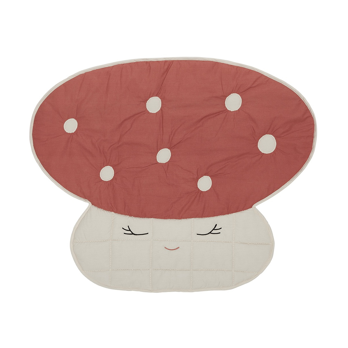 OYOY Koc pikowany Mushroom Offwhite-red | Skandynawski Design | Bawełniane koce i pledy | Biały