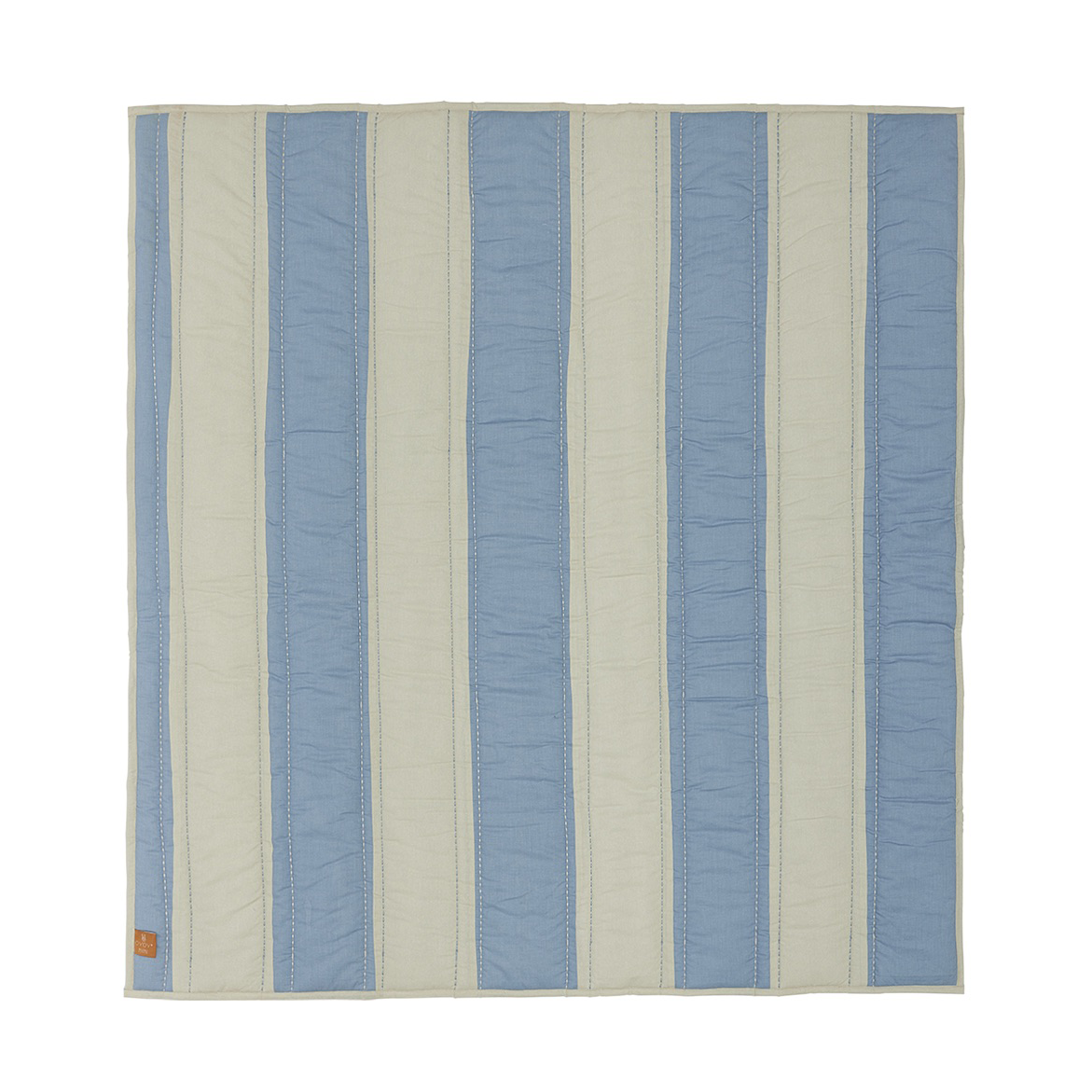 OYOY Koc pikowany Striped 130x140 cm Blue-clay | Skandynawski Design | Bawełniane koce i pledy | Niebieski