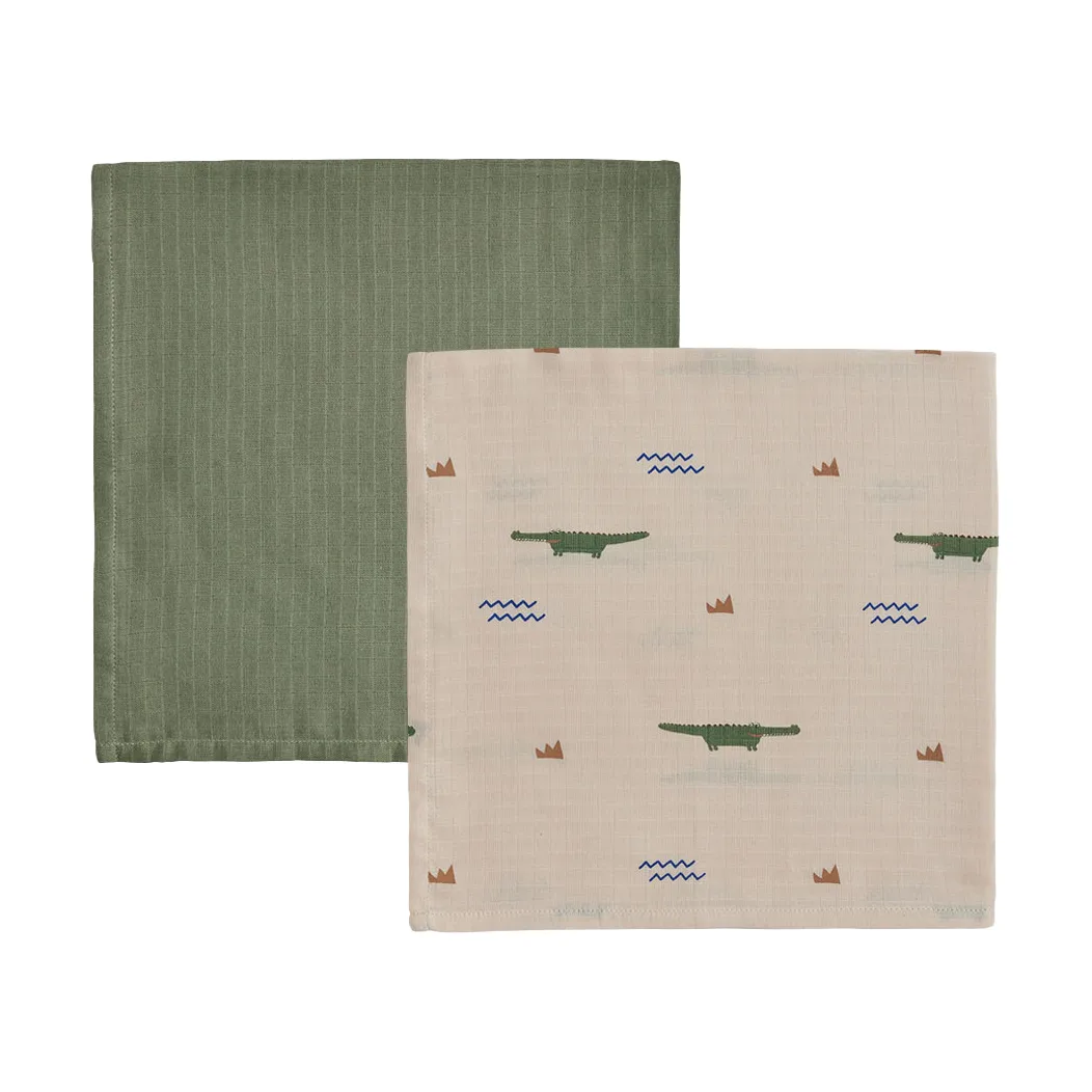 Kocyk dla dzieci Crocodile 2 szt. , Beige-olive green OYOY