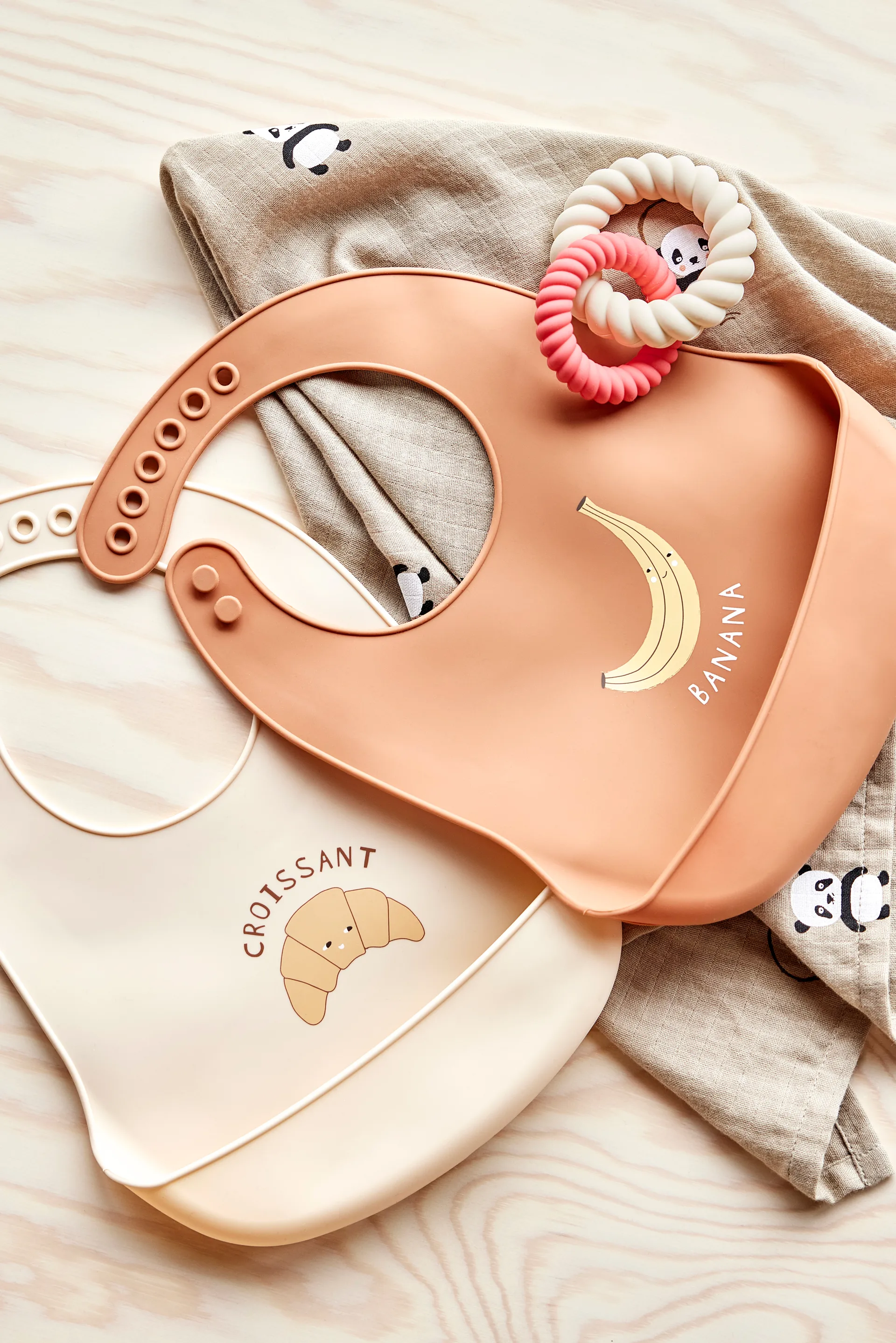 Kocyk dla dzieci Panda 2 szt., Khaki-rose OYOY