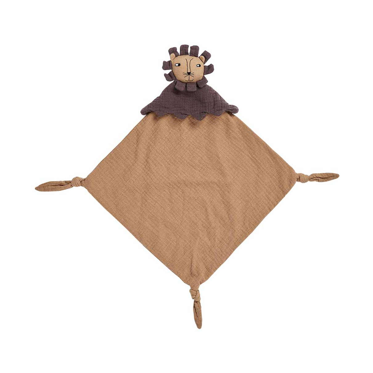 OYOY Lobo Lion kocyk 40x40 cm Karmel | Skandynawski Design | Dekoracje do pokoju dziecięcego | Brązowy