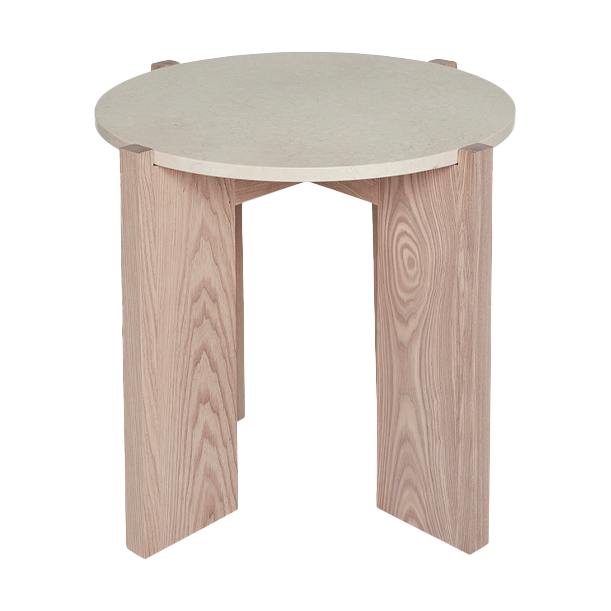 OYOY Marmurowy stolik kawowy Lune Ø50 cm Natur-white