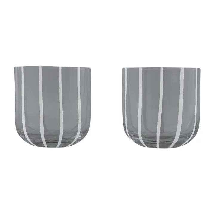 Mizu szklanki do wody 2‑pak - Grey-white - OYOY