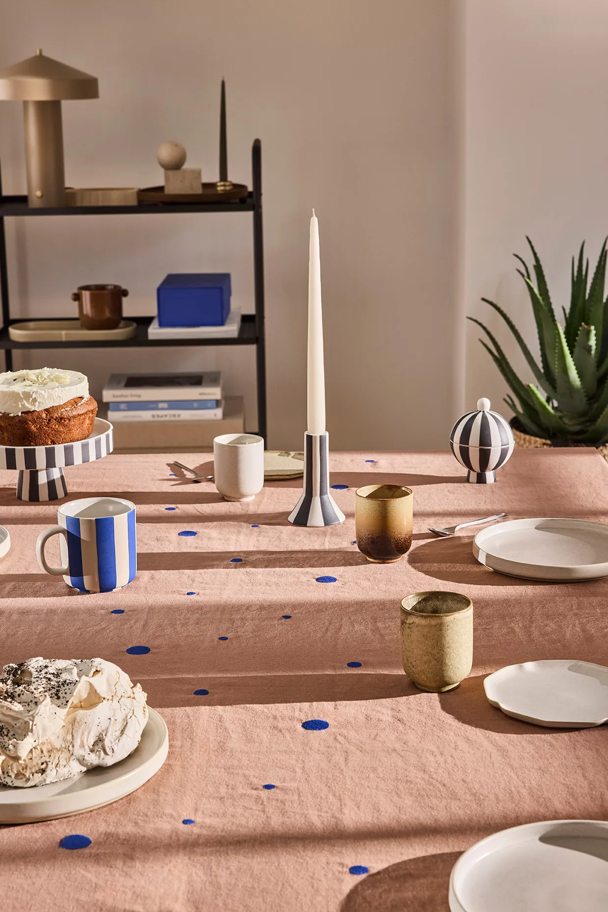 Obrus Nori 140x200 cm, Terracotta-optic blue OYOY