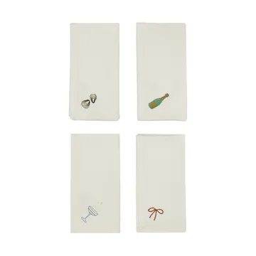 Serwetka bawełniana New Year 45x45 cm 4 szt.
 - Offwhite - OYOY