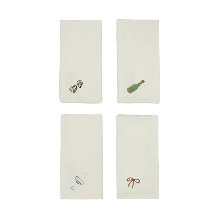 Serwetka bawełniana New Year 45x45 cm 4 szt.
 - Offwhite - OYOY