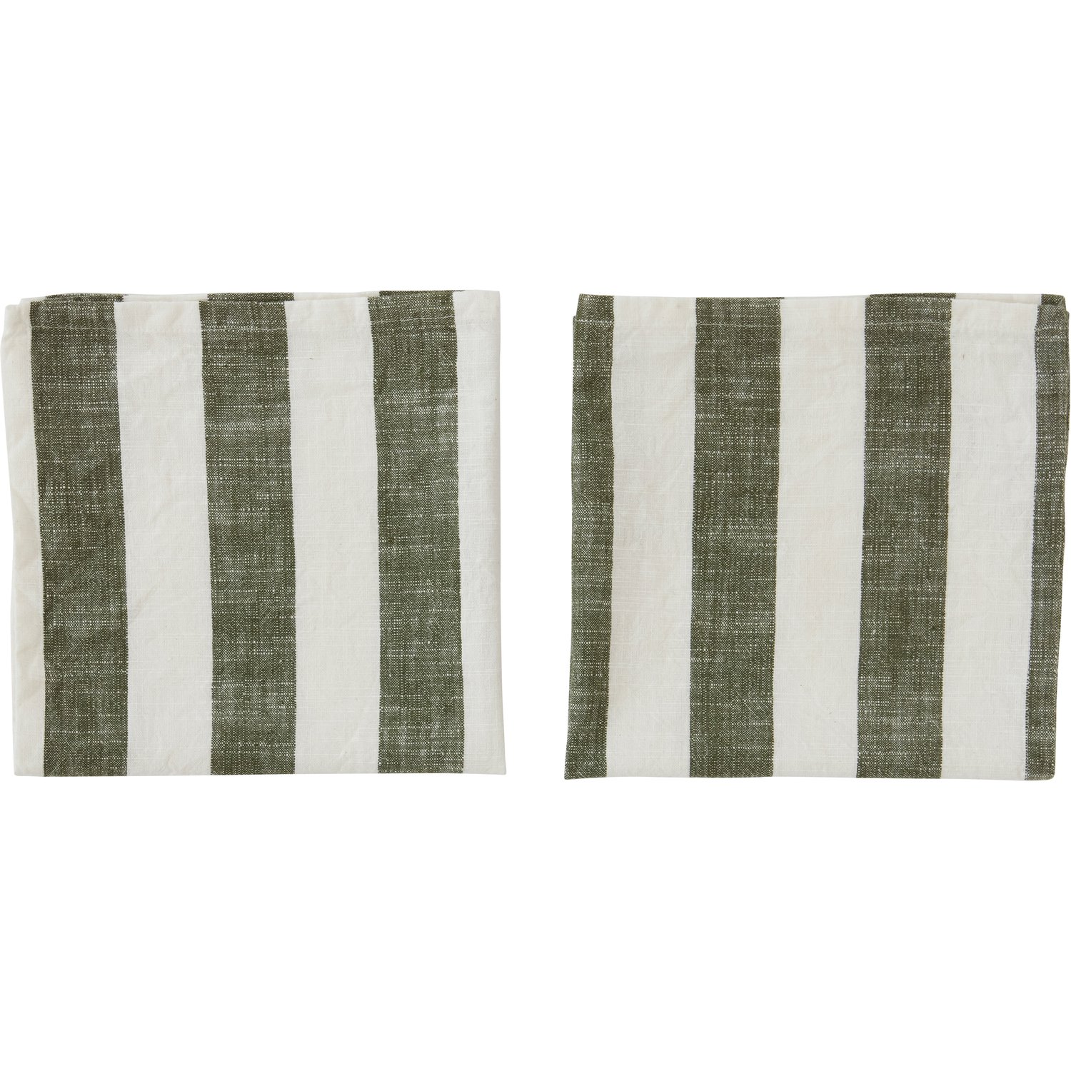 OYOY Serwetka Striped 45x45 cm, 2-pak Olive | Skandynawski Design | Serwetki lniane i bawełniane | Zielony