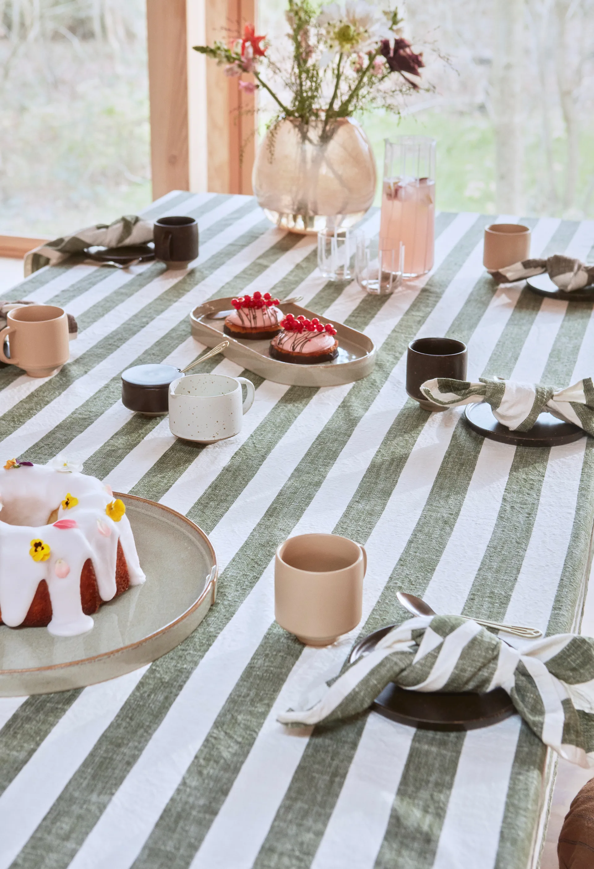 Serwetka Striped 45x45 cm, 2-pak, Olive OYOY