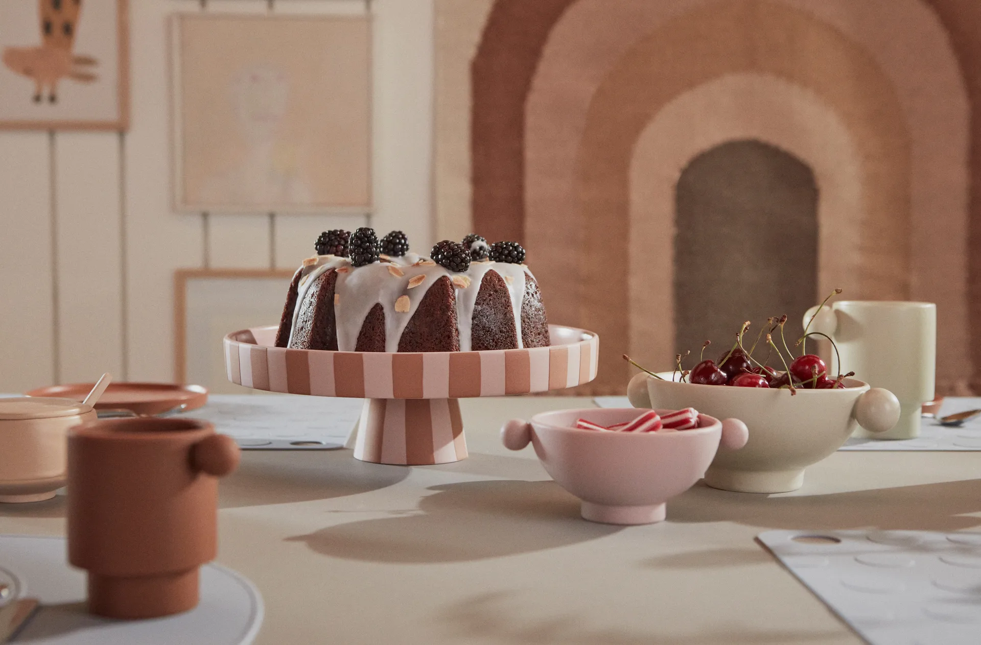 Toppu talerz do serwowania duży Ø27 cm, Caramel-rose OYOY