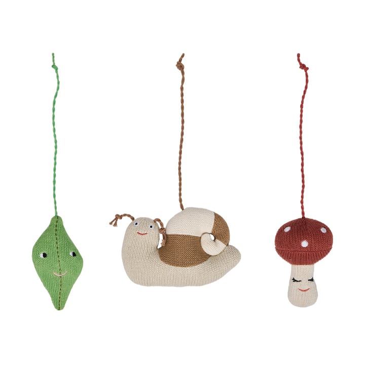 Zabawki do babygym Forest play - Brown-green-red - OYOY