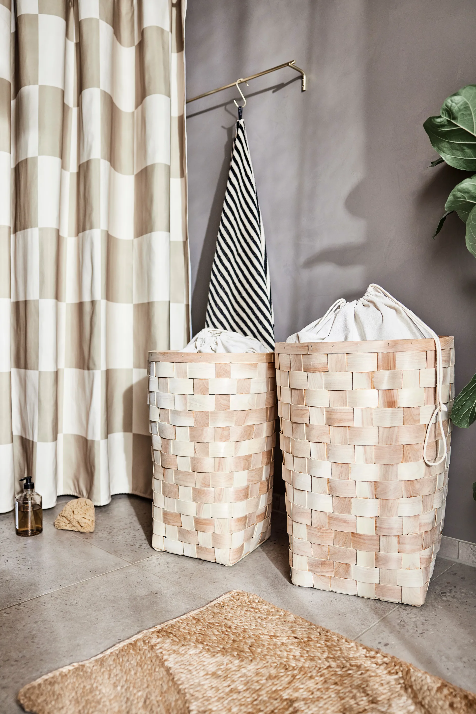 Zasłona prysznicowa Chess 180x180 cm, Clay-offwhite OYOY