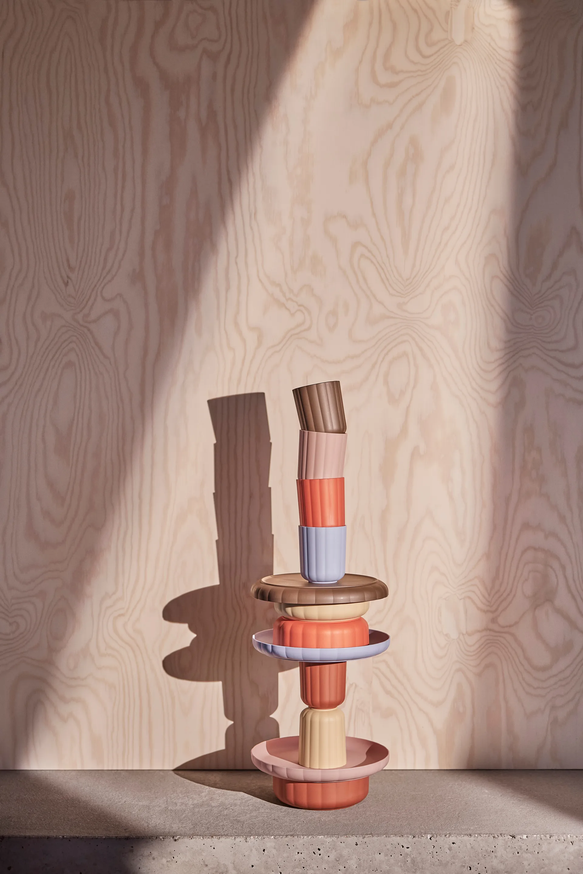 Zestaw Pullo talerz & miska, 2 części, Taupe-vanilla OYOY