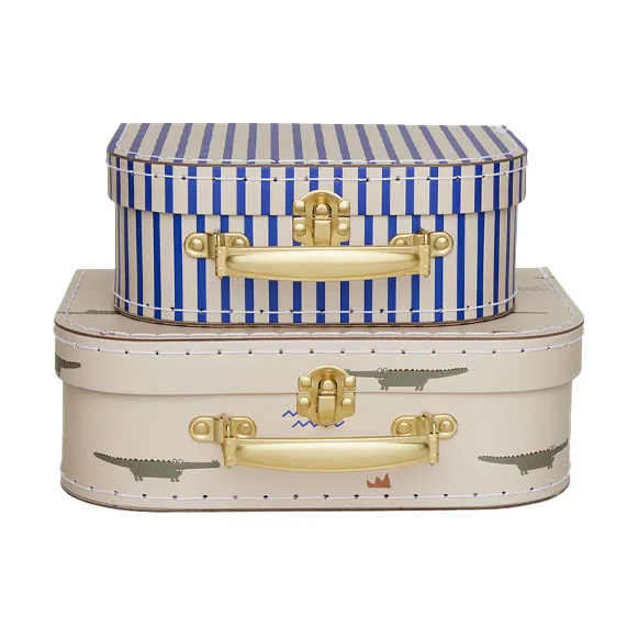 Zestaw walizek Mini Crocodile & Stripes, Beige OYOY