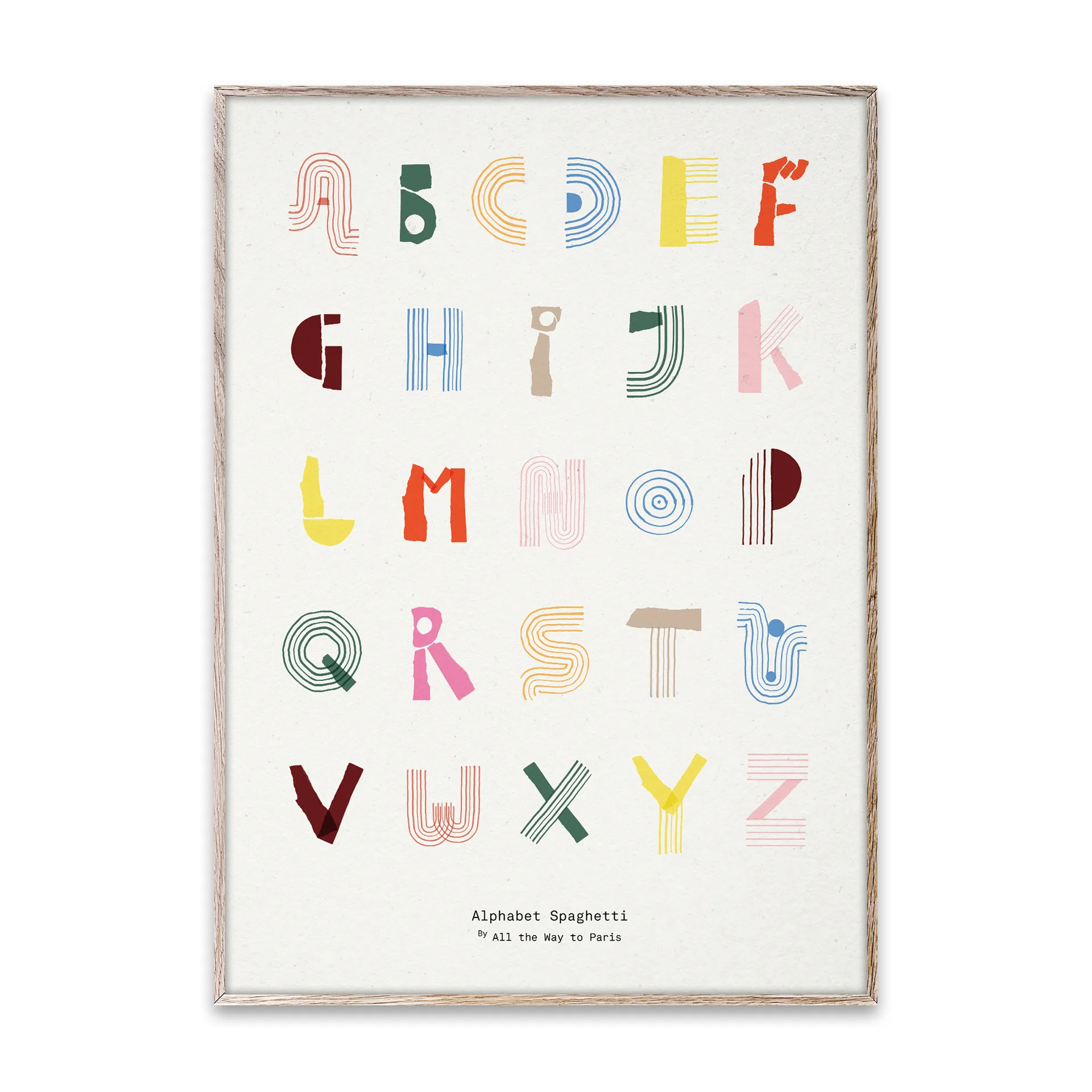 Plakat Alfabet Spaghetti ENG Multi-colour, 50x70 cm Paper Collective