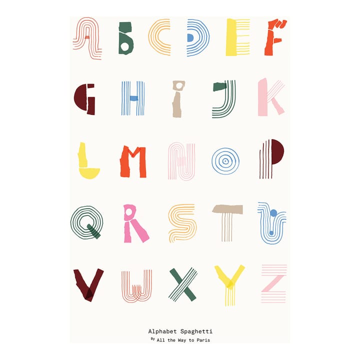 Plakat Alfabet Spaghetti ENG Multi-colour - 70x100 cm - Paper Collective