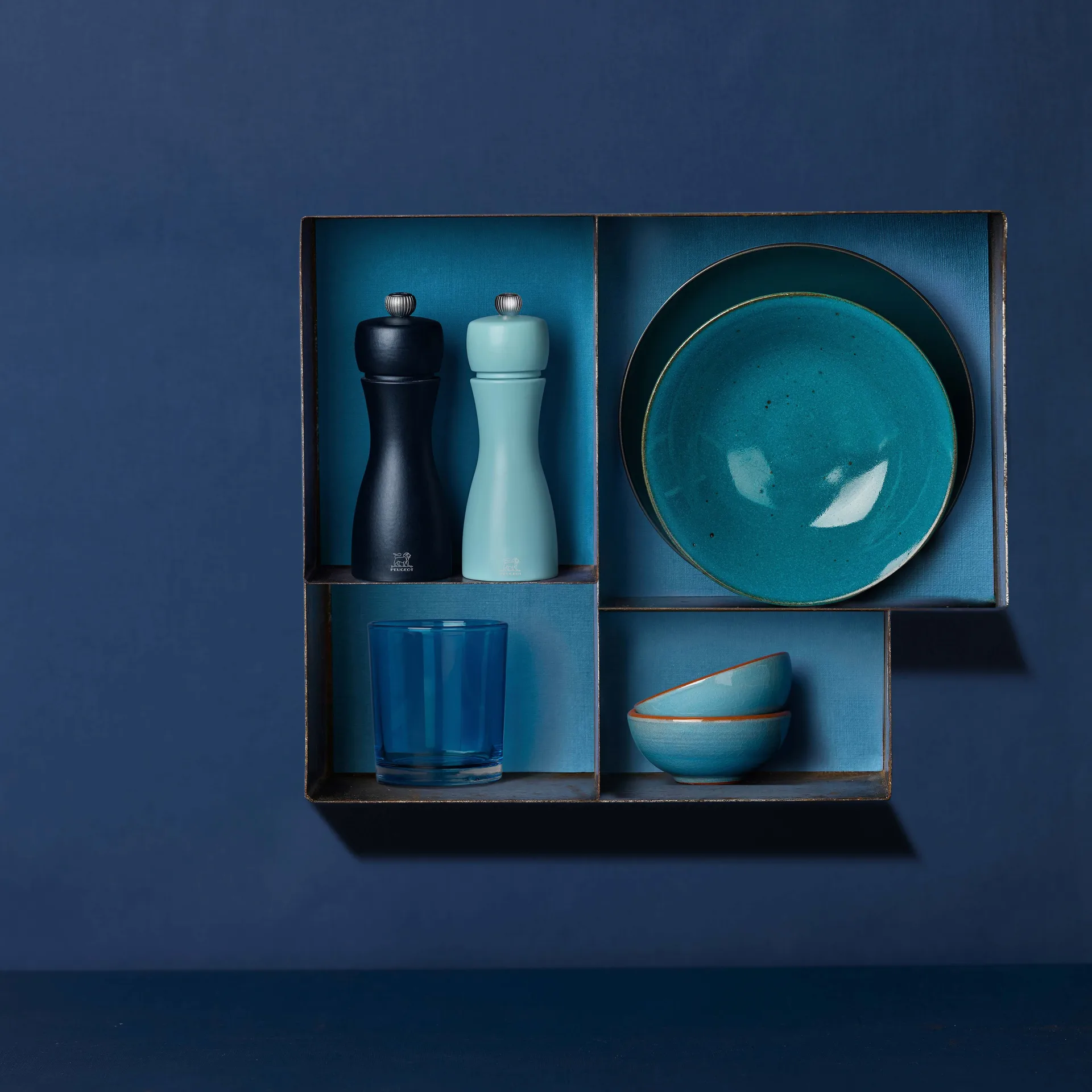 Młynek do soli i młynek do pieprzu zestaw Tahiti Air 15 cm, Night & azur Peugeot