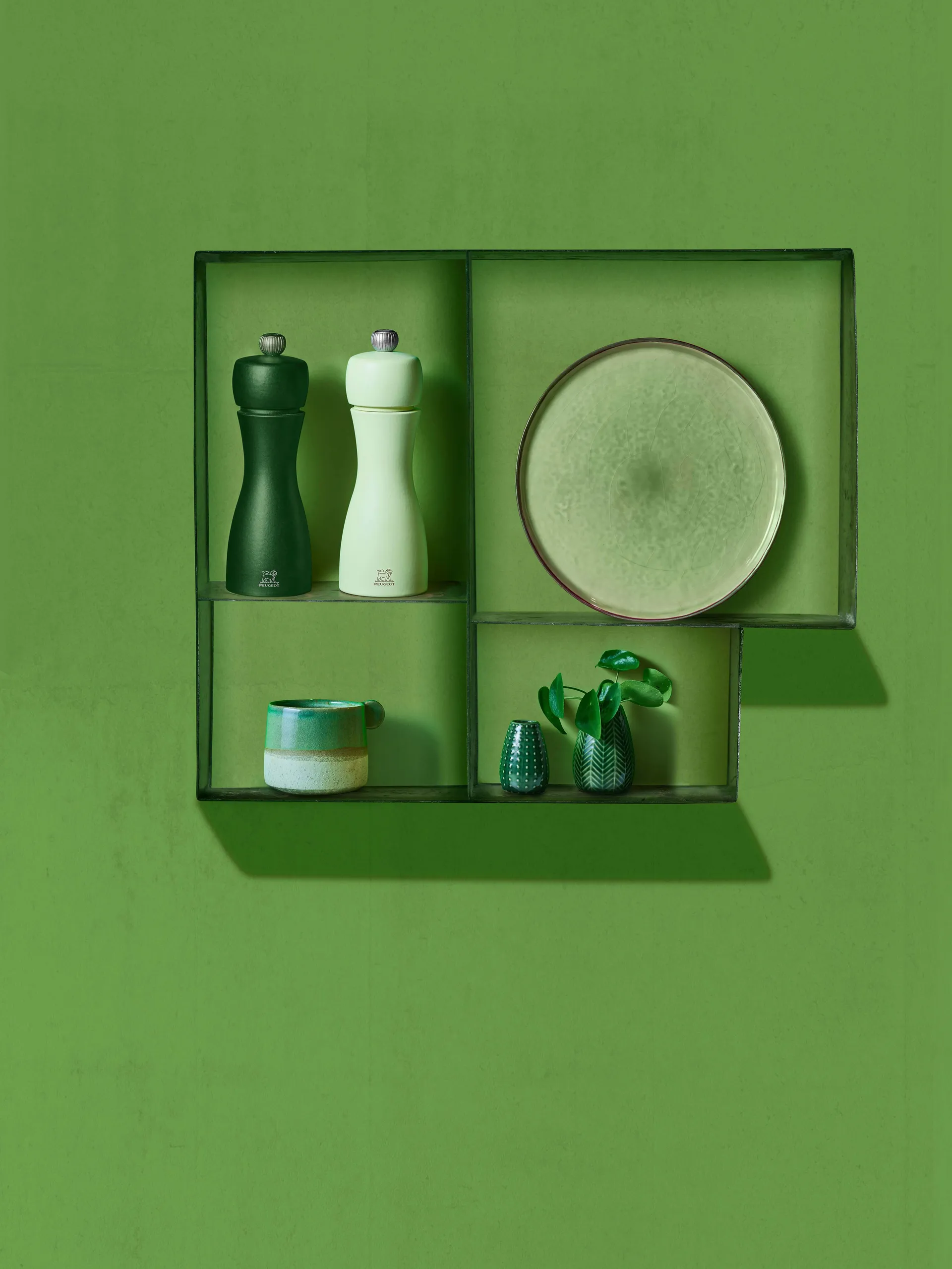 Młynek do soli i młynek do pieprzu zestaw Tahiti Water 15 cm, Moss & mint Peugeot