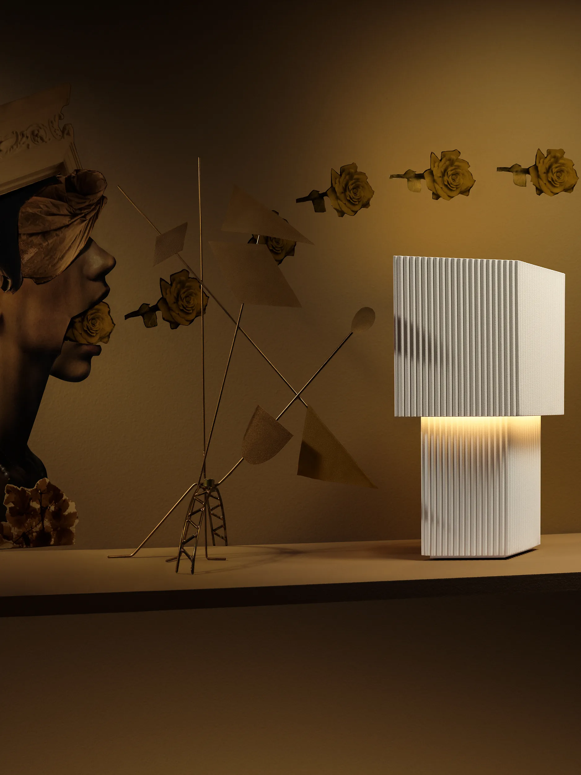 Bezprzewodowa lampa stołowa Romb Mini 19 cm, Cotton Pholc