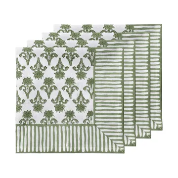 Lily serwetka bawełniana - Zielony, 4‑pak, 45x45 cm - Pick a Poppy