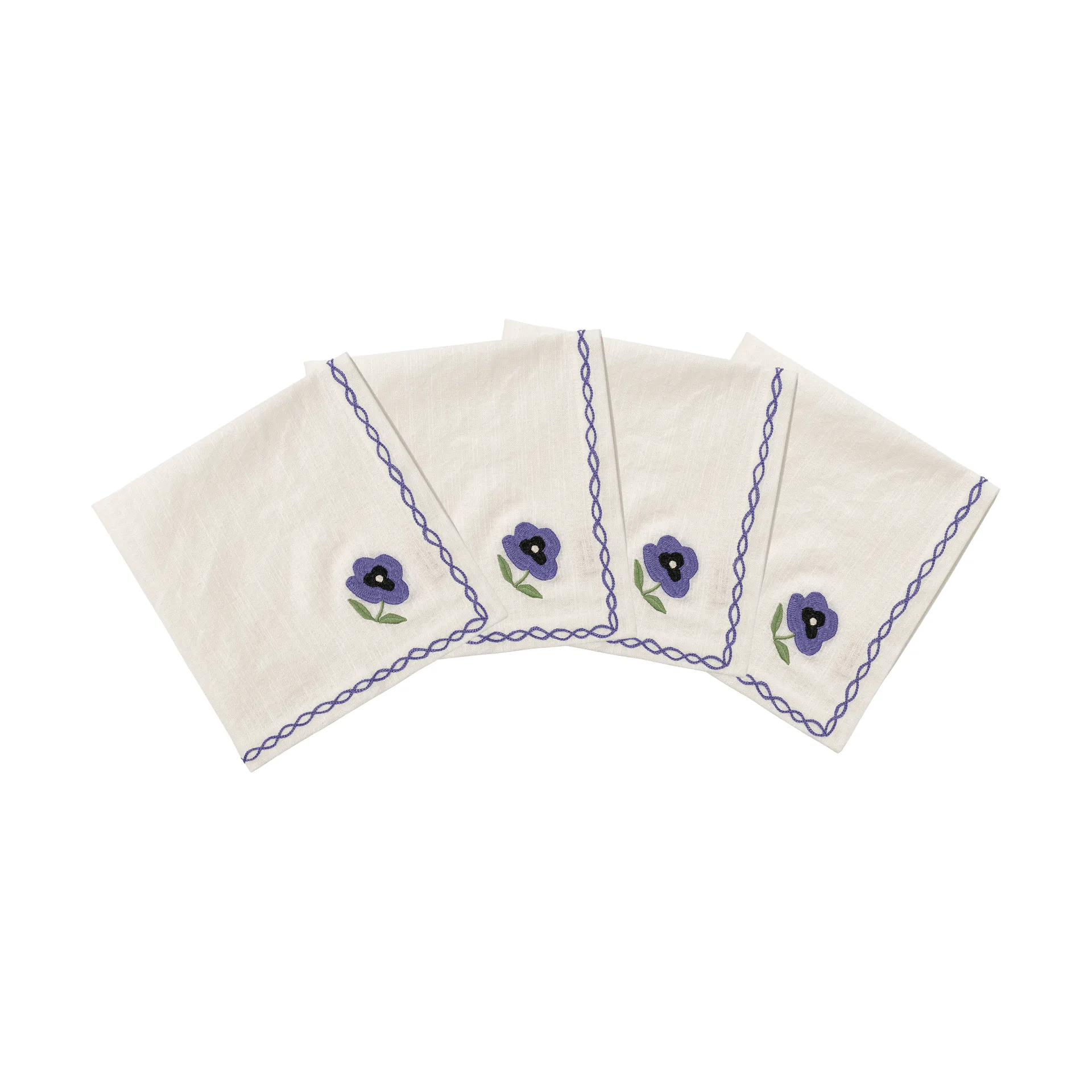 Madelen Möllard Pansy bawełniana serwetka, Blue, 4‑pak, 45x45 cm Pick a Poppy