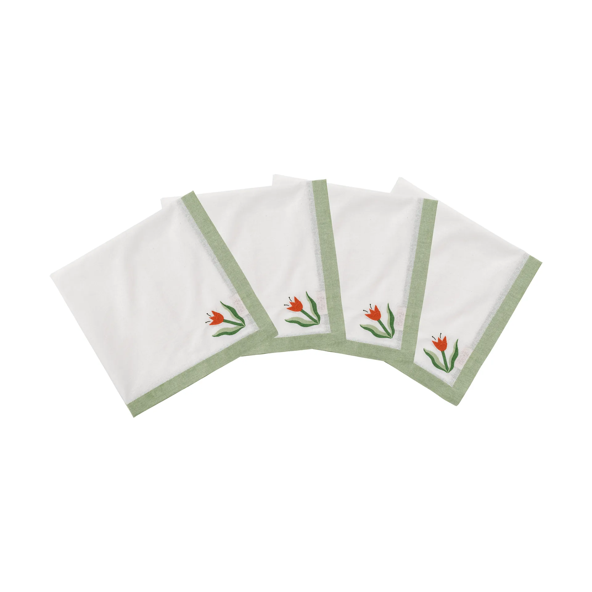 Madelen Möllard Tulip bawełniana serwetka, Jasnozielone, 4‑pak, 45x45 cm Pick a Poppy
