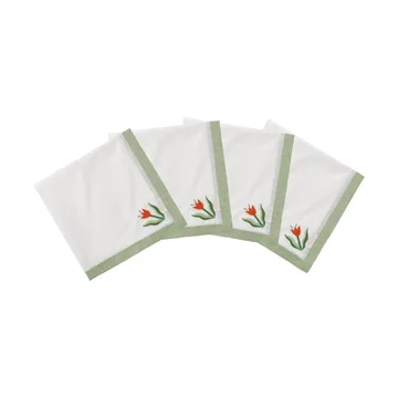 Madelen Möllard Tulip bawełniana serwetka - Jasnozielone, 4‑pak, 45x45 cm - Pick a Poppy